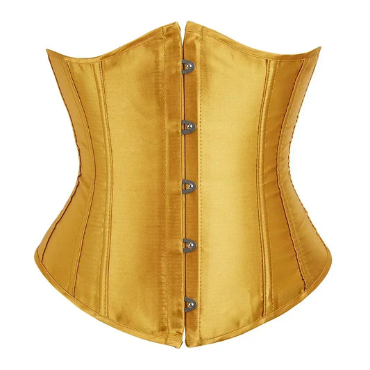 Satin Underbust Corset with Busk Front Closure and Structured Waist Silhouette