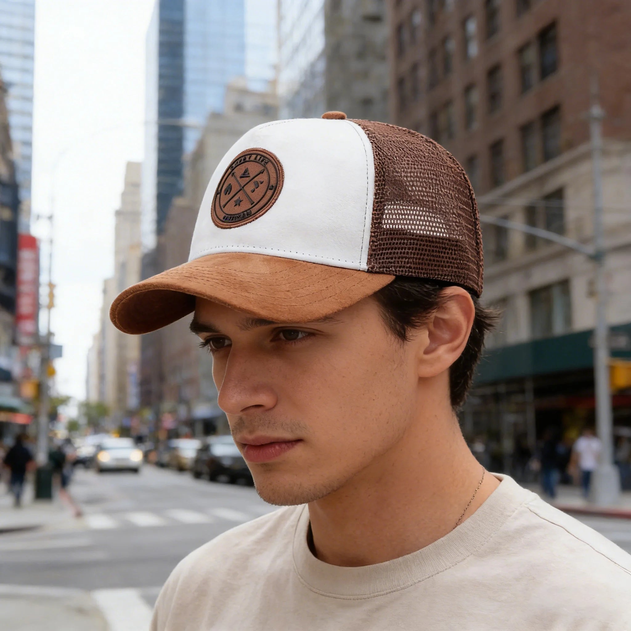 Vintage Mesh Trucker Cap with Woven Patch for Casual Streetwear Outdoor Everyday Style