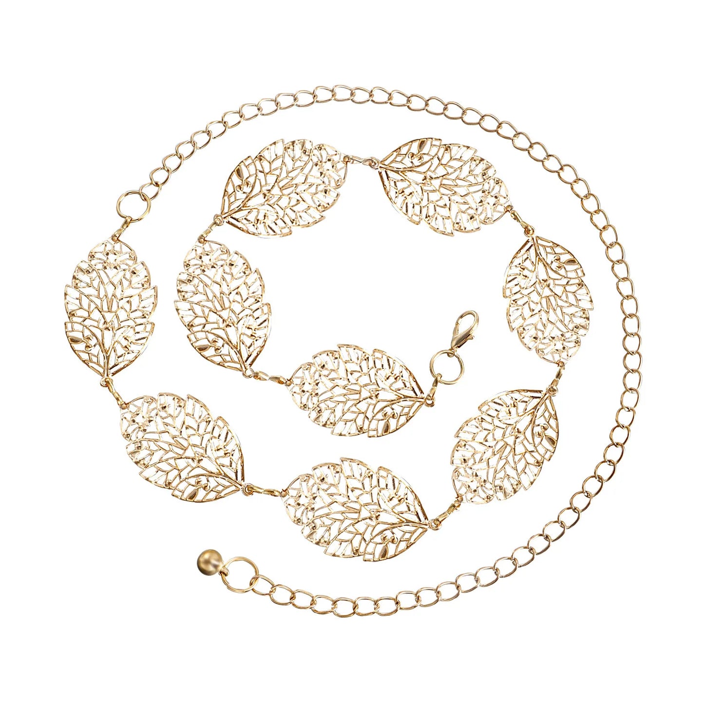 Ornate Leaf Accent Waist Chain for Elegant Alternative Fashion Styling