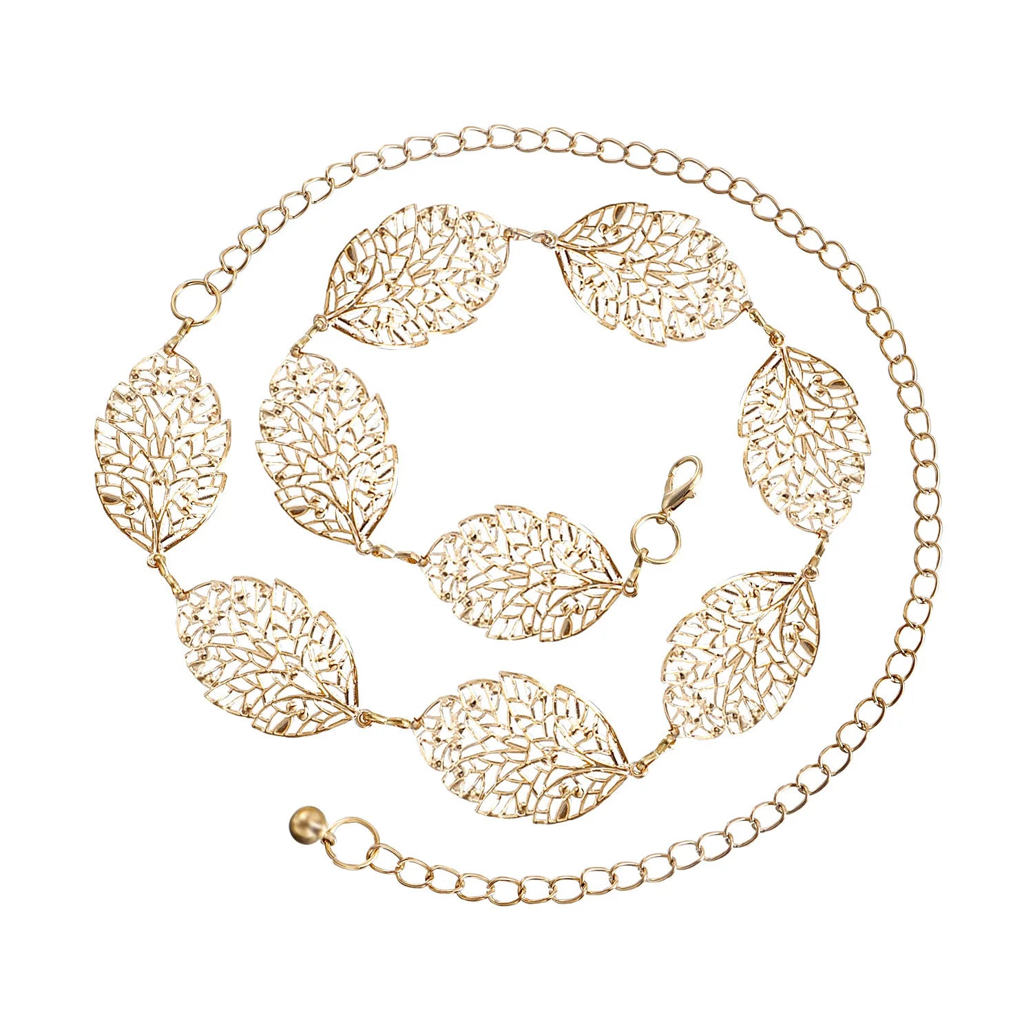 Ornate Leaf Accent Waist Chain for Elegant Alternative Fashion Styling