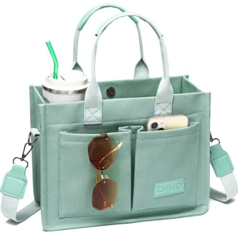 Utility Style Large Capacity Tote Shoulder Bag with Multi Pocket Design