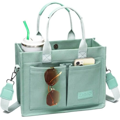 Utility Style Large Capacity Tote Shoulder Bag with Multi Pocket Design