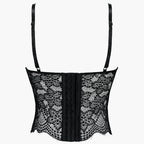 Romantic Black Floral Lace Bustier with Underwire Cups and Slender Straps