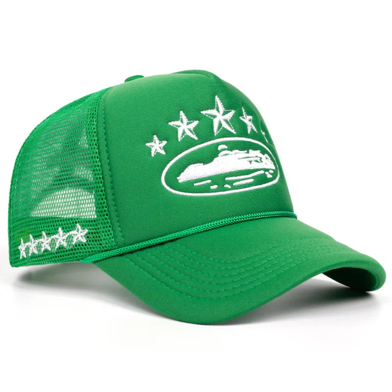 Printed Mesh Trucker Cap Adjustable Curved Brim Casual Streetwear Outdoor Hat