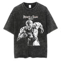 Vintage Anime-Inspired Titan Manga Streetwear Oversized Washed Cotton T-Shirt