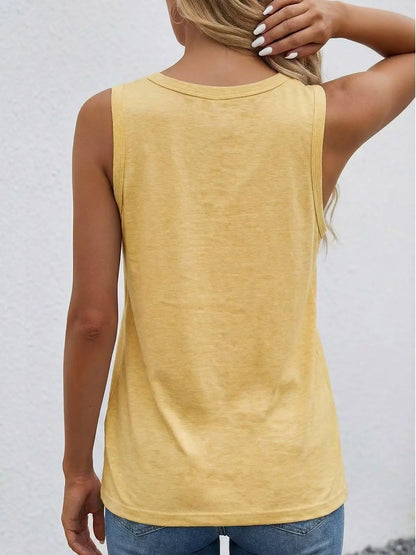 Henley V-Neck Tank Top with Relaxed Fit Casual Everyday Streetwear Summer Style