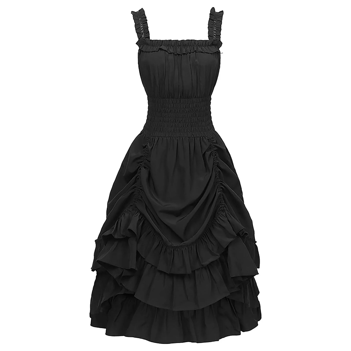 Layered Ruffle Gothic Mini Dress with Coquette Alternative Fashion Aesthetic