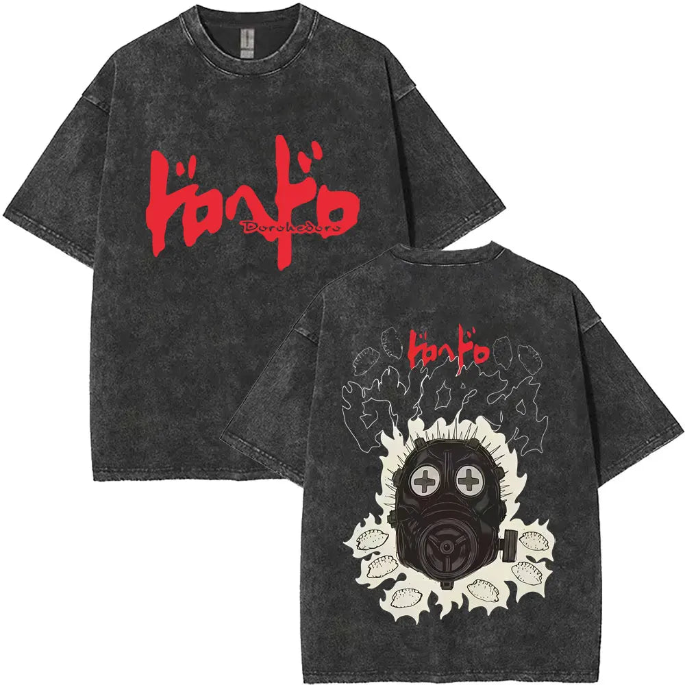 Dark Anime Goth Streetwear Tee with Distressed Creature Graphic Artwork - BigCat Streetwear