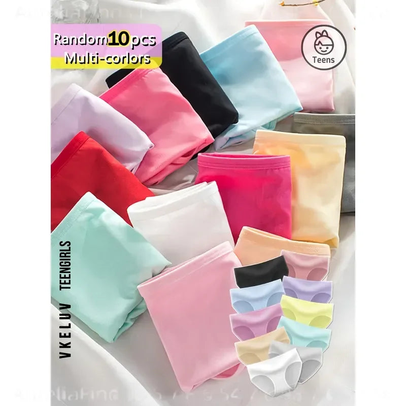 10-Piece Women’s Assorted Pastel Triangle Briefs Set in Macaron-Inspired Colors with Elastic Waistbands