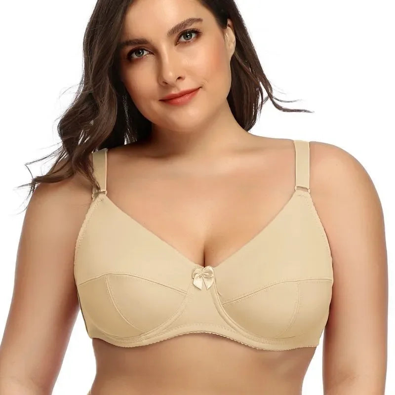 Full-Coverage Unlined Underwire Minimizer Bra with Delicate Bow Detail