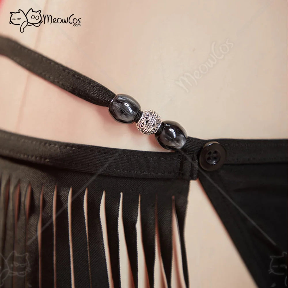 Women's Vintage Fringe Bikini Set with Coordinating Beach Skirt, Wire-Free Top and Three-Piece Vacation Swimwear