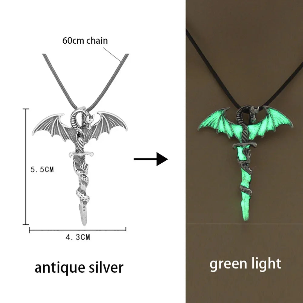 Dragon Sword Pendant Necklace Fantasy Gothic Alternative Statement Jewelry