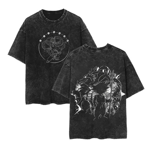 Anime Cyber Mecha Graphic Vintage Washed Oversized Streetwear Cotton Tee