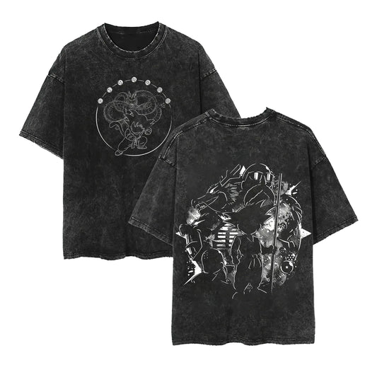 Anime Cyber Mecha Graphic Vintage Washed Oversized Streetwear Cotton Tee