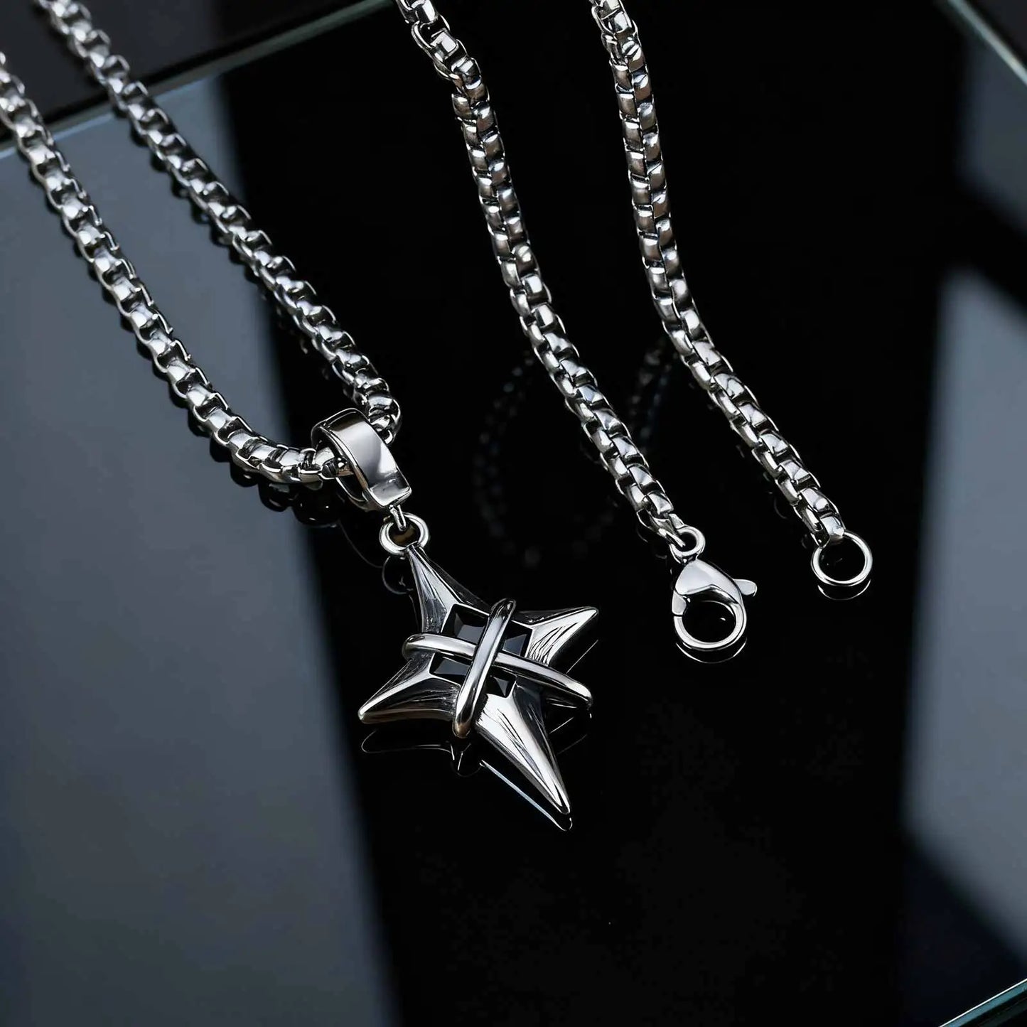 Star Cross Pendant Necklace Gothic Punk Alternative Statement Jewelry