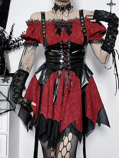 Layered Gothic Corset Dress with Dramatic Alternative Fashion Details