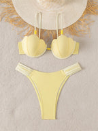 Structured Brown Seashell Underwire Bikini with Contrast White Detailing