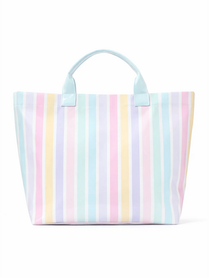 Striped Waterproof Tote Bag with Large Capacity Beach and Travel Design