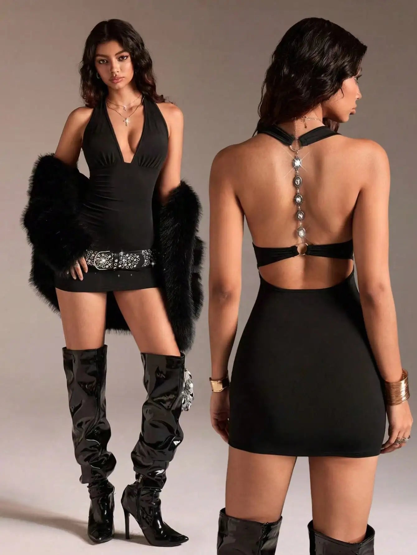 Open Back Mini Dress for Alternative Streetwear Fashion
