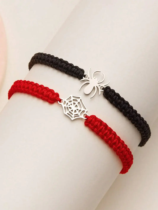 Spider Charm Bracelet Set for Gothic Alternative and Dark Aesthetic Styling