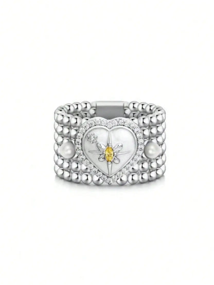 Celestial Oval Cuff Ring with Gothic Star Inspired Statement Design
