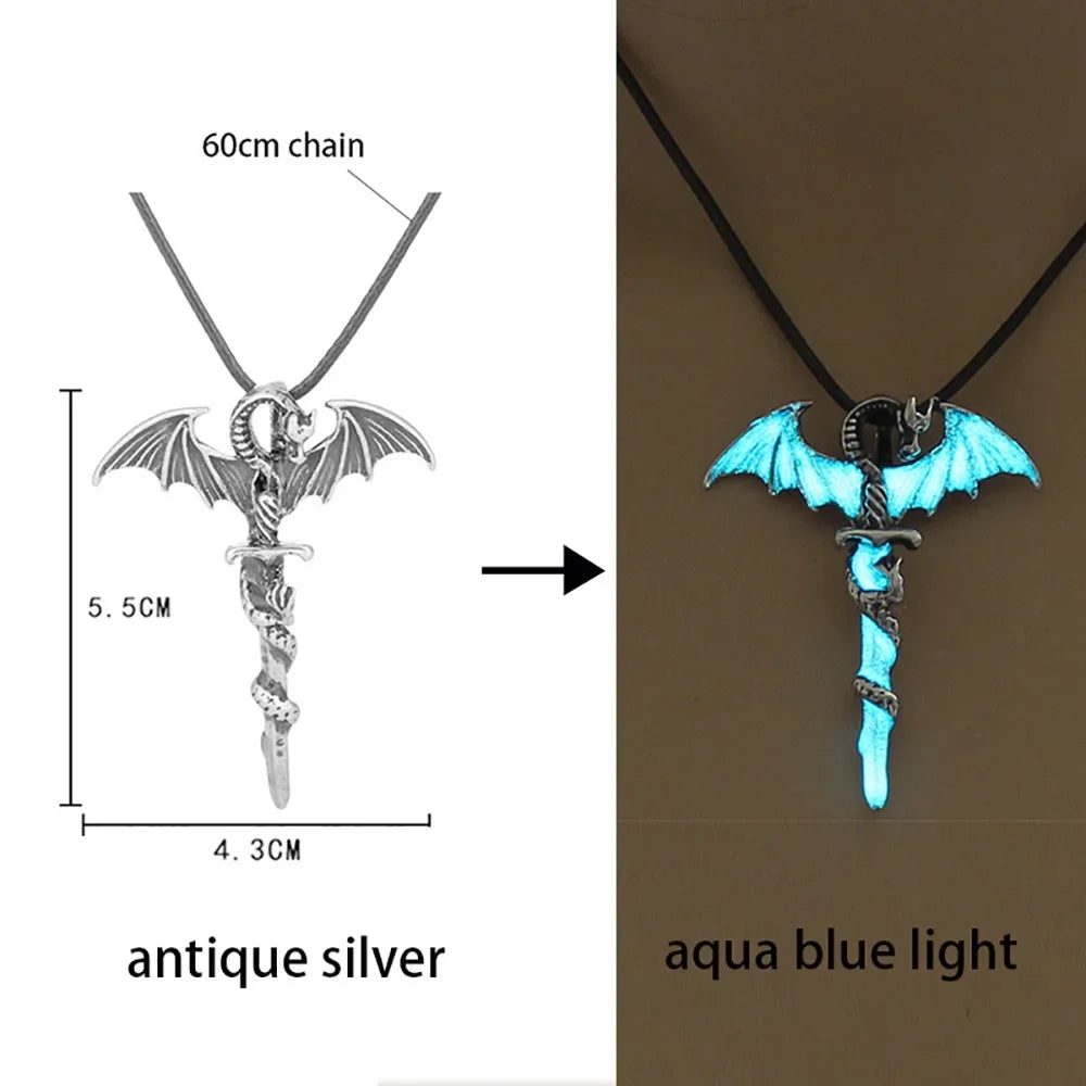 Dragon Sword Pendant Necklace Fantasy Gothic Alternative Statement Jewelry