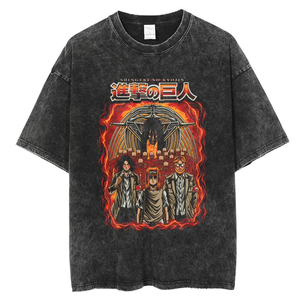 Retro Anime Goth Graphic Oversized Washed Cotton Streetwear T-Shirt