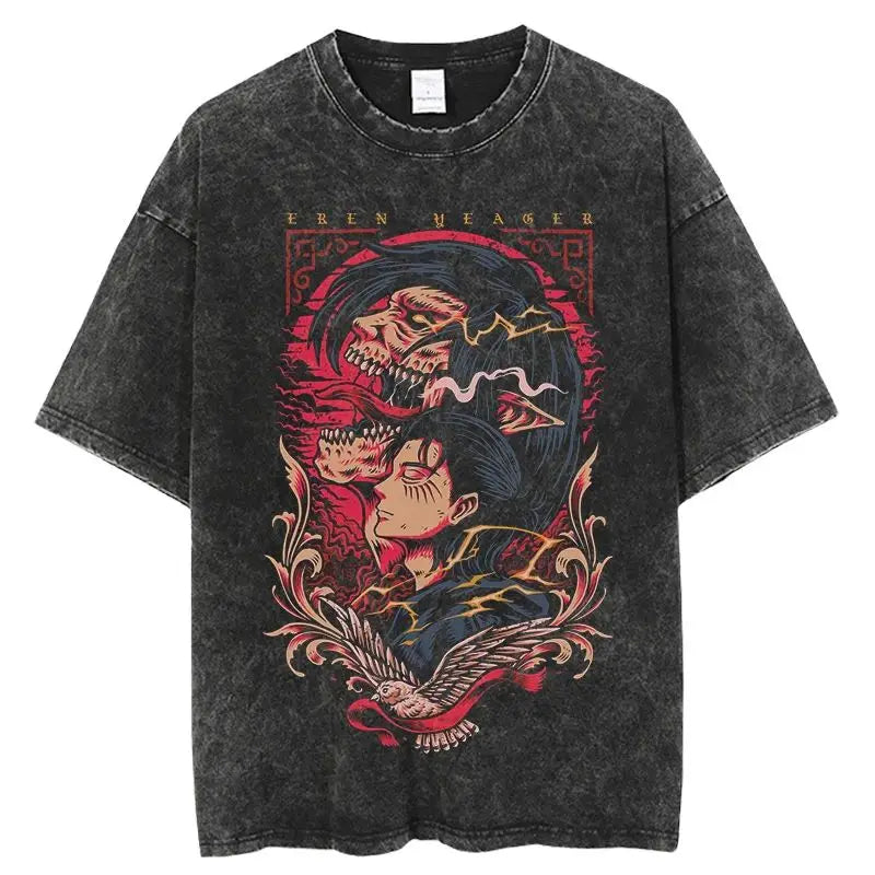Anime Samurai Spirit Graphic T-Shirt with Gothic Manga Streetwear Artwork