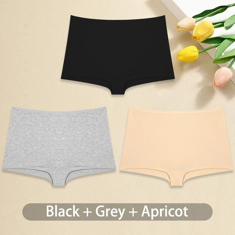 3-Piece Women’s Low-Rise Cotton-Blend Boyshorts Set with Wide Waistband, Short-Leg Silhouette and Classic Solid Colors