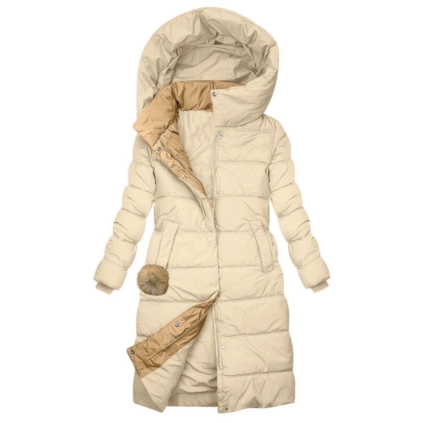 Women's Hooded Quilted Puffer Jacket Warm Casual Winter Zip-Up Outerwear Coat