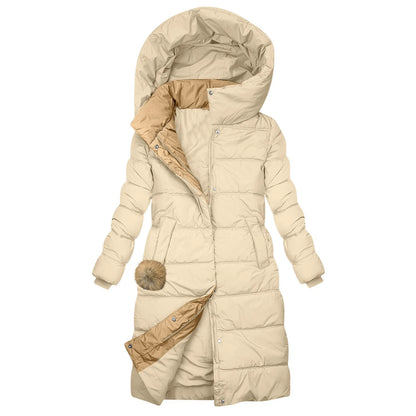 Women's Hooded Quilted Puffer Jacket Warm Casual Winter Zip-Up Outerwear Coat
