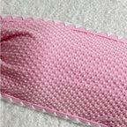 Textured Pink Bandeau String Bikini with Scalloped Ruffle Trim
