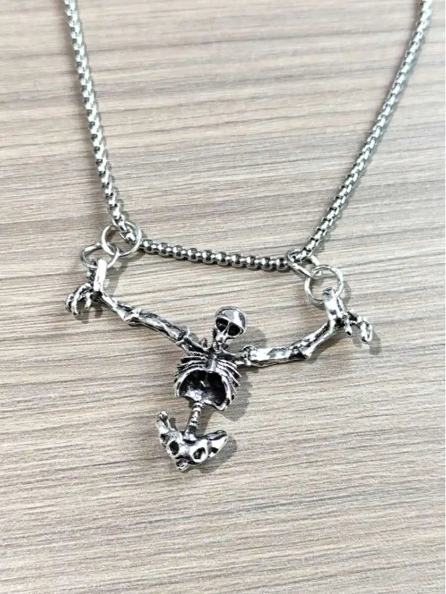 Skeleton Archer Pendant Necklace for Gothic Punk and Alternative Fashion