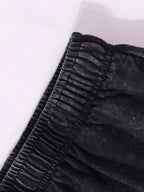 Men's Washed Cotton Shorts with Artistic Graphic Print and Relaxed Casual Streetwear Design