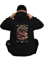 Anime-Inspired Dragon Artwork Oversized Hoodie with Japanese Streetwear Style