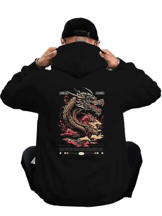 Anime-Inspired Dragon Artwork Oversized Hoodie with Japanese Streetwear Style