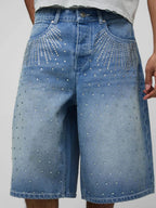 Men's Loose Knee Length Denim Style Shorts with Mid Rise Casual Everyday Comfort