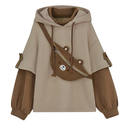 Women's Oversized Color Block Hooded Sweatshirt Relaxed Casual Streetwear Pullover Hoodie