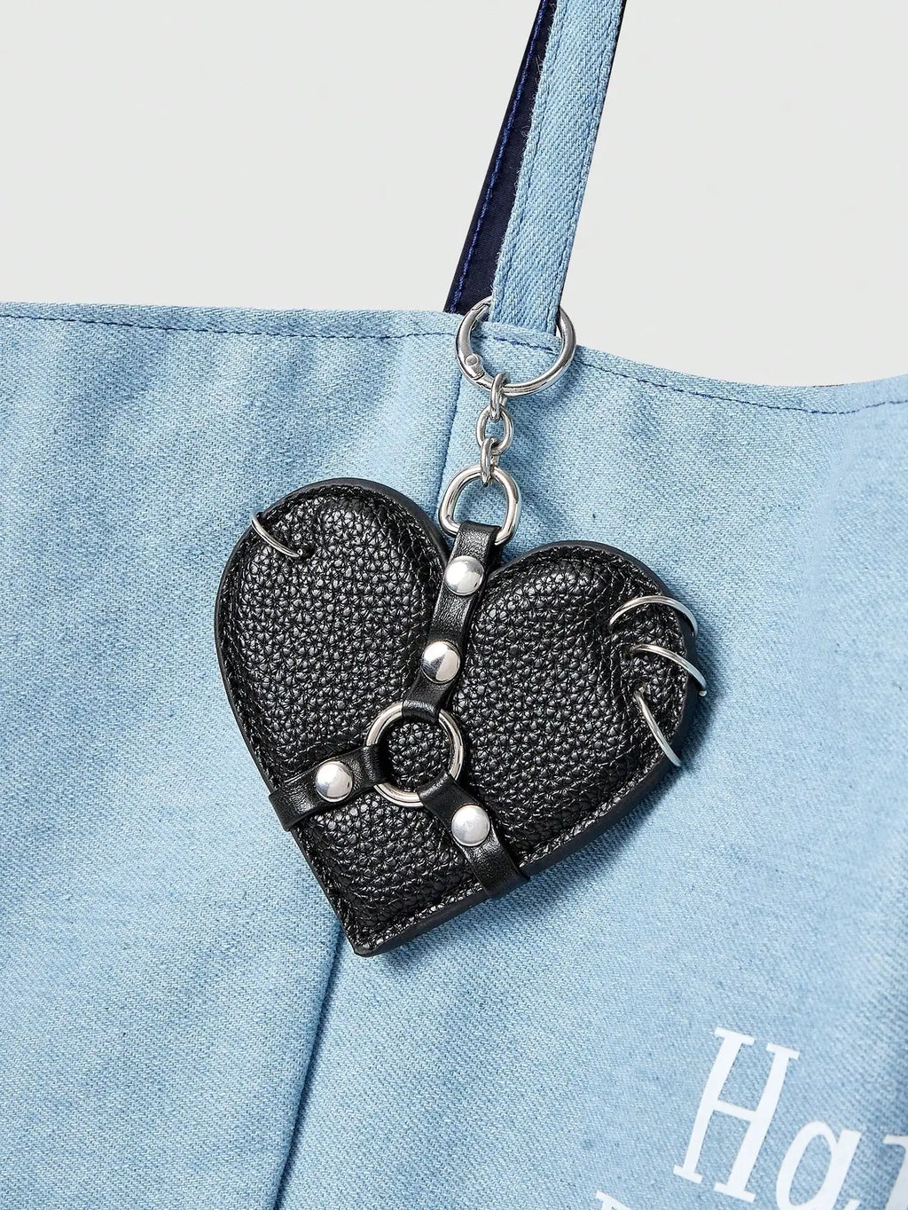 Studded Heart Keychain Charm for Gothic Punk and Alternative Accessories