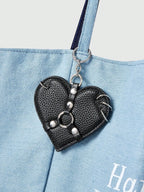 Studded Heart Keychain Charm for Gothic Punk and Alternative Accessories