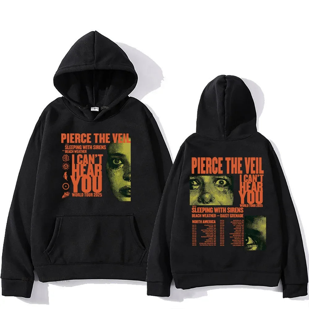 Oversized Tour Inspired Graphic Hoodie with Vintage Streetwear Artwork Design