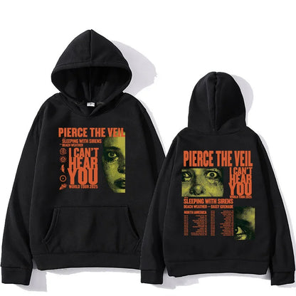 Oversized Tour Inspired Graphic Hoodie with Vintage Streetwear Artwork Design