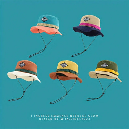 Unisex Wide Brim Packable Bucket Hat with Adjustable Chin Cord for Outdoor Adventures