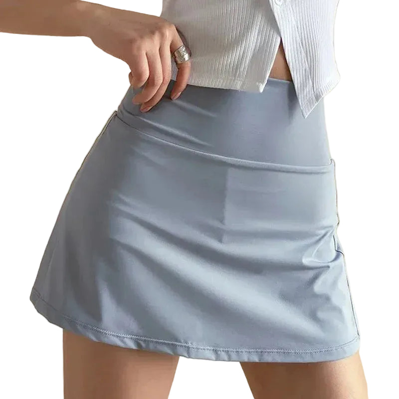 High Waist Active Skort with Built-In Shorts Performance A-Line Design