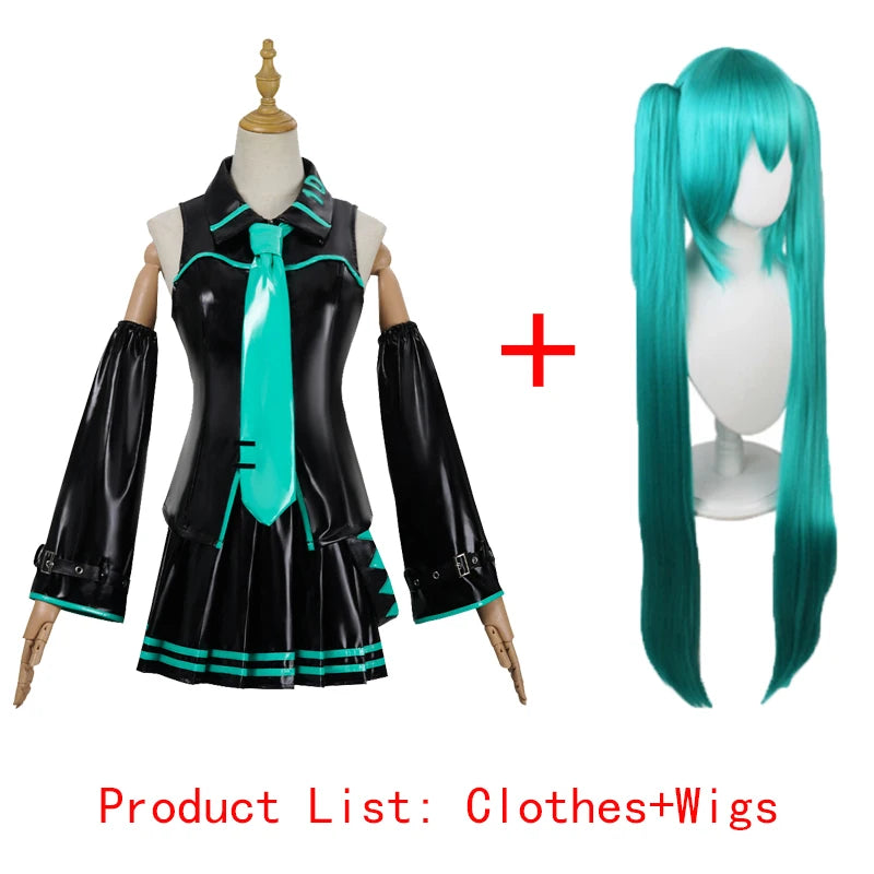 Women's Contemporary Layered Jacket and Skirt Costume Set with Long Wig and Fashion Accessories
