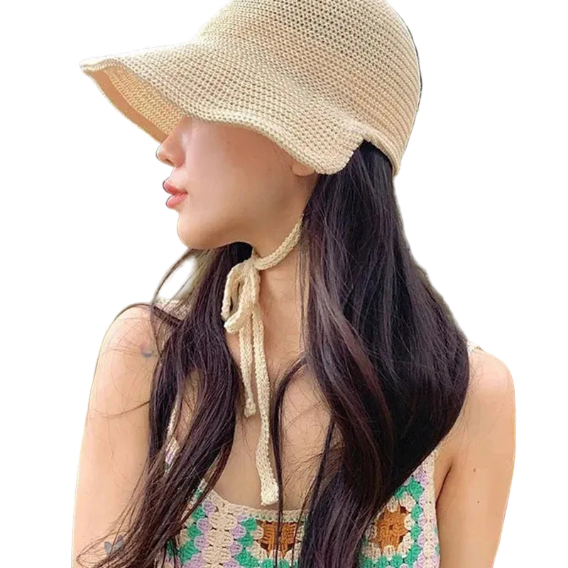 Wide Brim Straw Blend Sun Hat with Adjustable Chin Strap for Beach and Travel Wear