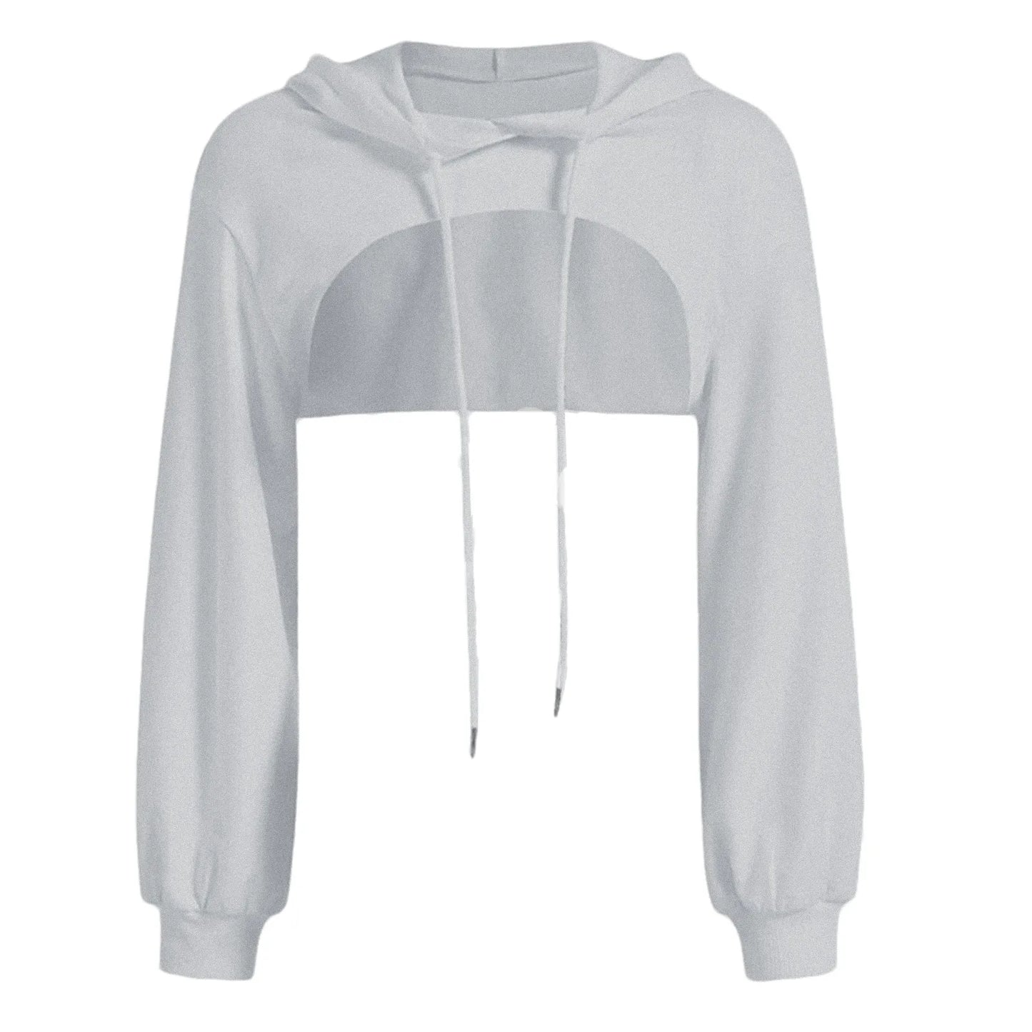 Women's Cropped Hooded Sweatshirt with Drop Shoulder Relaxed Fit for Modern Streetwear Fashion