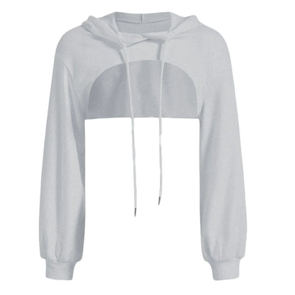Women's Cropped Hooded Sweatshirt with Drop Shoulder Relaxed Fit for Modern Streetwear Fashion