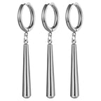 Minimalist Triple Hoop Drop Earrings for Punk and Alternative Fashion Looks