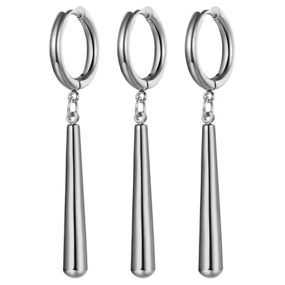 Minimalist Triple Hoop Drop Earrings for Punk and Alternative Fashion Looks
